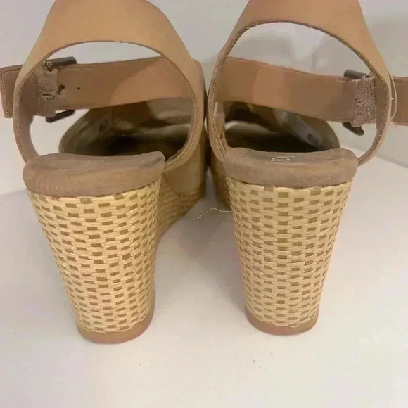 TOMS Tropez Peep Toe Womens Sandals Sz 8.5 Wedge tan, cute. - Picture 7 of 9